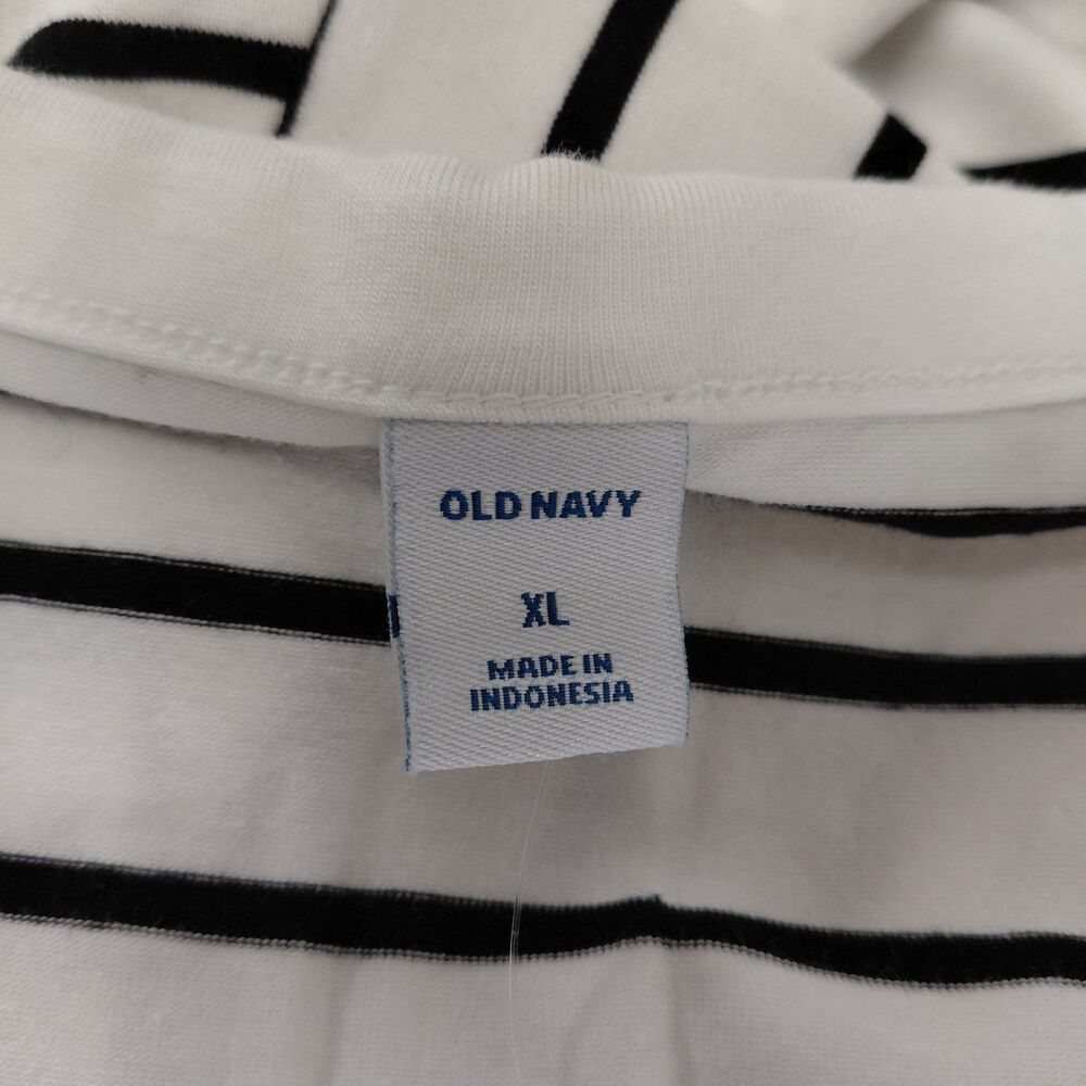 NWT Old Navy LS Knee Length Crew Neck T-Shirt Dress White w/ Black Stripe Sz XL - Picture 7 of 8